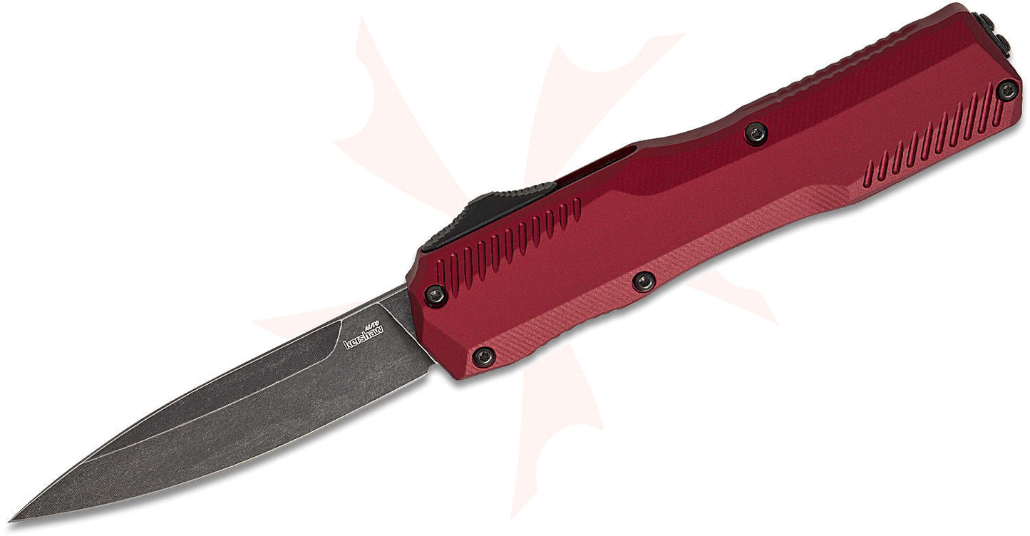 9000MERL Matt Diskin Livewire OTF AUTO Knife 3.3" CPM-MagnaCut BlackWash Spear Point Blade, Merlot Aluminum Handles, Reversible Clip