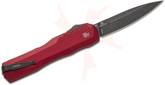 9000MERL Matt Diskin Livewire OTF AUTO Knife 3.3" CPM-MagnaCut BlackWash Spear Point Blade, Merlot Aluminum Handles, Reversible Clip